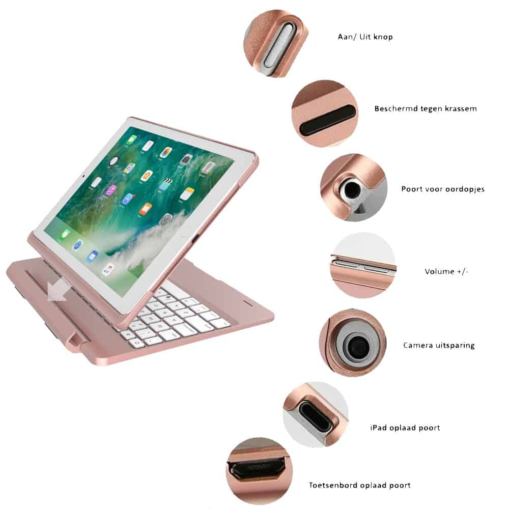 iPad 2018 toetsenbord met afneembare case roze