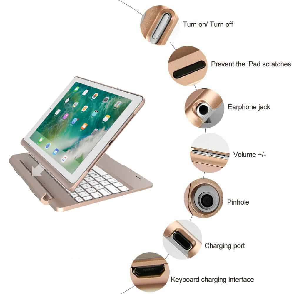 iPad Air toetsenbord met afneembare case goud