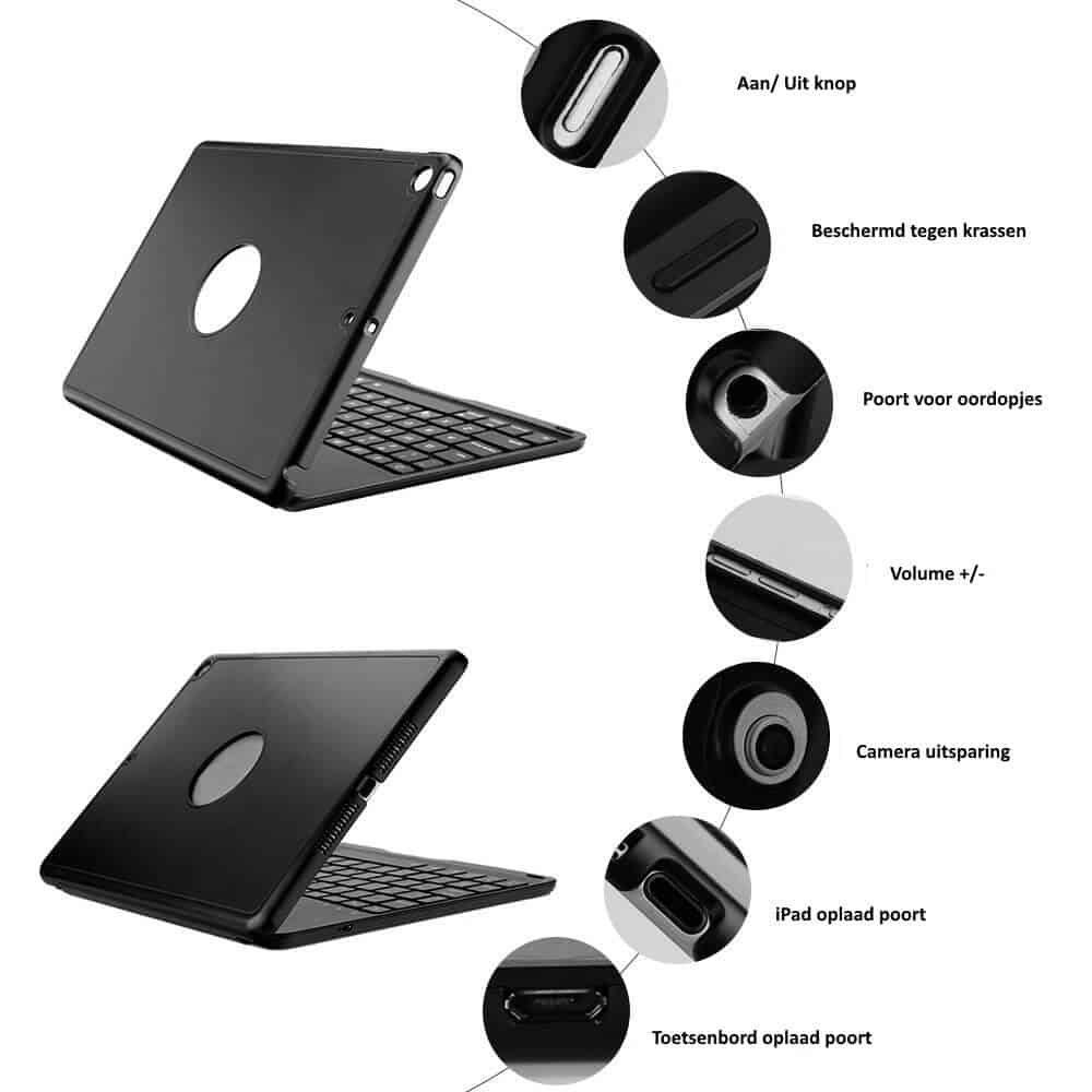 iPad Air toetsenbord met afneembare case zwart